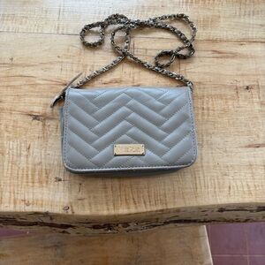 Bebe Quilted Crossbody Bag in Gray with Chain Strap